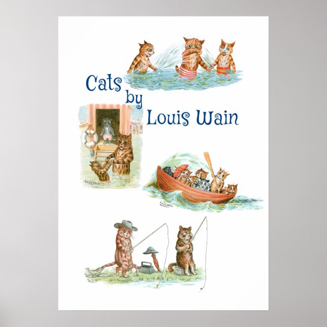 Poster Gatos d'água de Louis Wain (Frente)