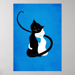 Póster Gatos De Amor Azul