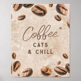 Poster Gatos De Café Enchem Lover Cute Funny Caffeine Add