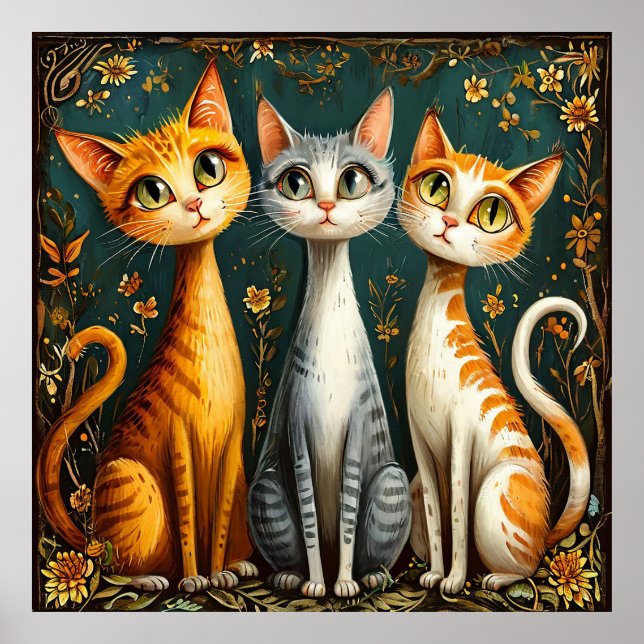 Poster Gatos de cor (Frente)
