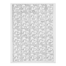 Póster Gatos de Desenho Animado Diferentes Idiomas Poster
