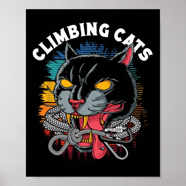Poster Gatos de Escalada Escalada em Rocha Bouldering Esc (Frente)