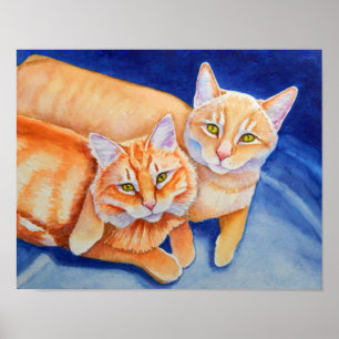 Póster Gatos de gato malhado alaranjados de afago