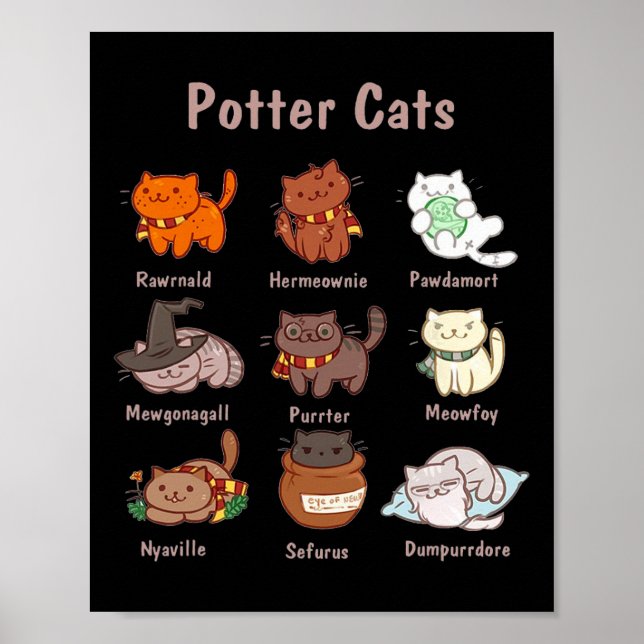 Poster Gatos De Potter Para Amantes De Gato (Frente)