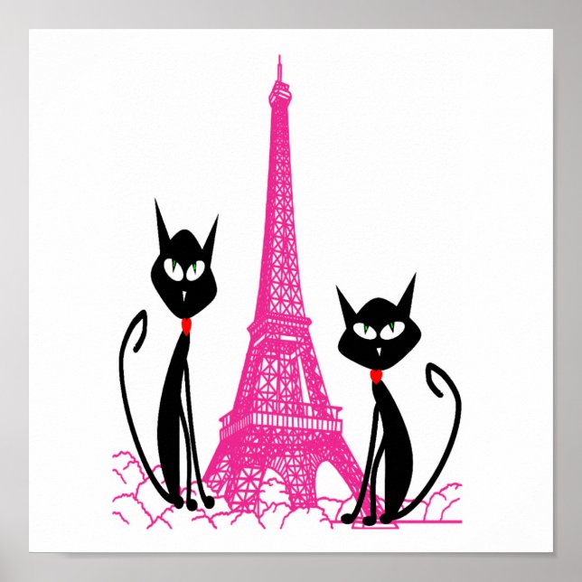 Póster gatos de torre eiffel (Frente)