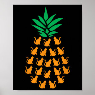 Poster Gatos-do-abacaxi Roupa Cat Lover Aloha Hawaii Beac