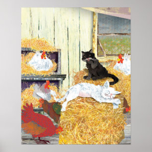 Póster Gatos do celeiro que napping