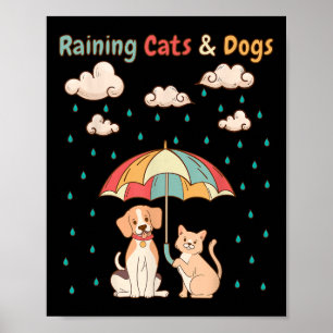 Poster Gatos E Cães Que Chovem Idiom _ Gatinho Cute Puppy