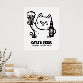 Poster Gatos e cerveja 1