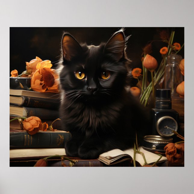 Poster Gatos e Flores de Preto-Cinto (Frente)