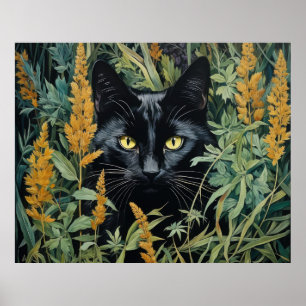Poster Gatos e Flores de Preto-Cinto