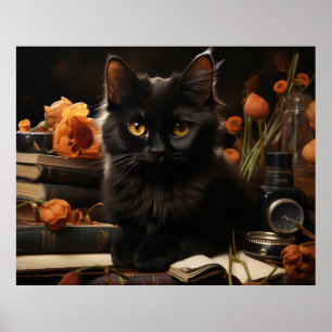 Poster Gatos e Flores de Preto-Cinto