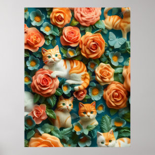Poster Gatos e flores, Design