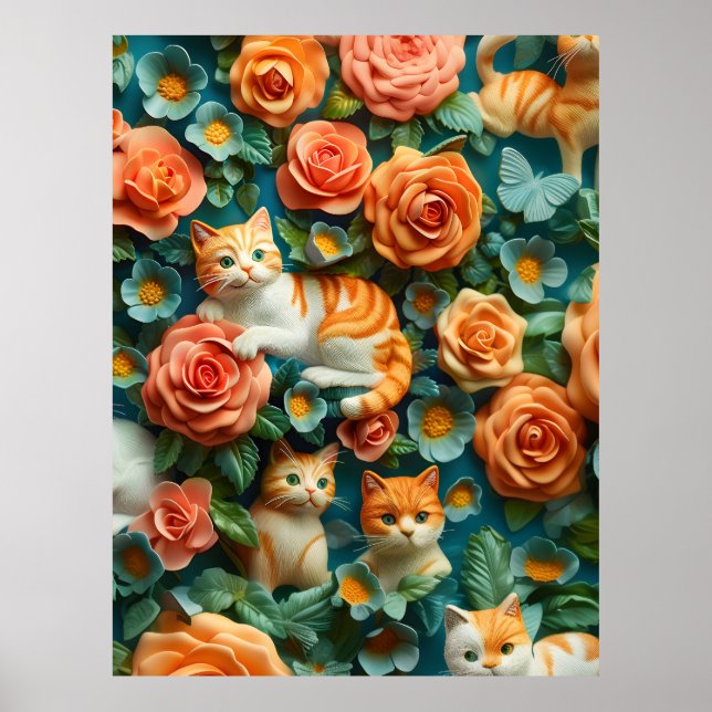 Poster Gatos e flores, Design (Frente)
