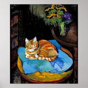 Poster Gatos e Flores em Vase, Suzanne Valadon