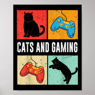 Poster Gatos E Jogos Para O Jogo De Vídeo Gamer Do Gato D