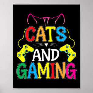 Poster Gatos E Jogos Para O Jogo De Vídeo Gamer Do Gato D