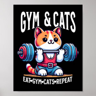Poster Gatos E Treino De Academia Engraçado Kitten Fisicu