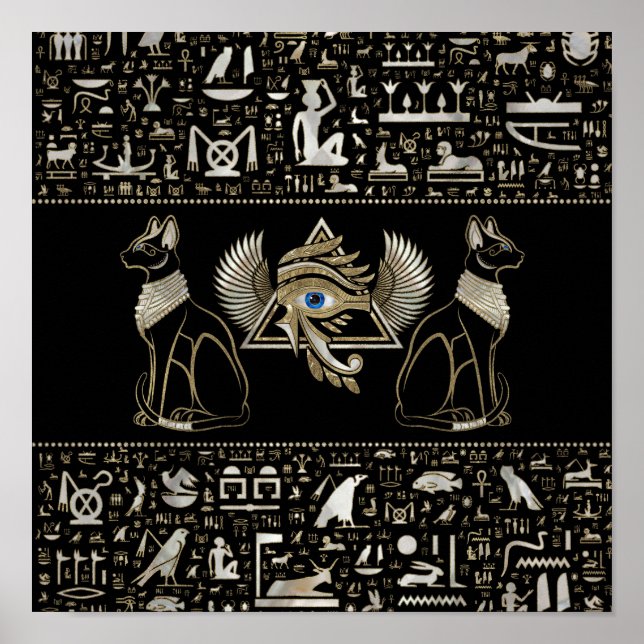Poster Gatos Egípcios e Olhos de Hódromo (Frente)