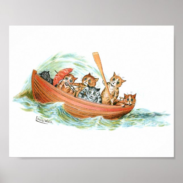 Poster Gatos em Barco de Linha (Frente)
