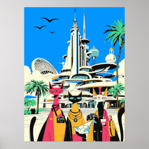 Poster Gatos em Férias Visitem o Futuro