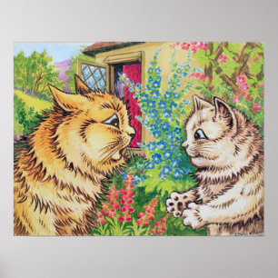 Poster Gatos em um Jardim, Louis Wain