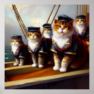 Poster Gatos em uma nave