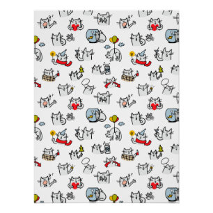 Póster Gatos engraçados, leite e magia.