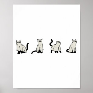 Poster Gatos Fantasmas De Halloween Gatos Fofos De Ghost 
