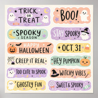 Poster Gatos Fantasmas Fofos do Pastel Goth Halloween