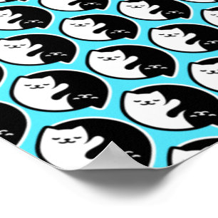 Poster Gatos Fofos Símbolo Yin Yang Meditação Amante de Y