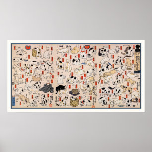 Póster Gatos: Gatos por Utagawa Kuniyoshi