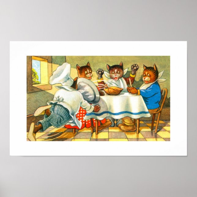 Póster Gatos jantando (Frente)