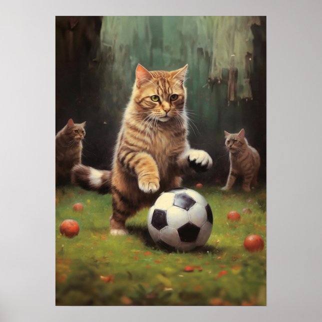 Poster Gatos Jogando Futebol (Frente)