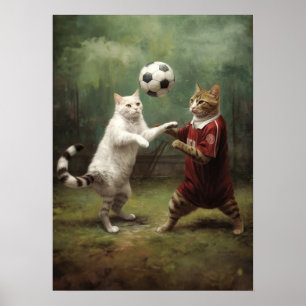 Poster Gatos Jogando Futebol