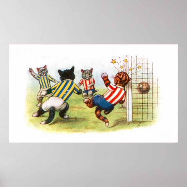 Póster Gatos jogando futebol (Frente)