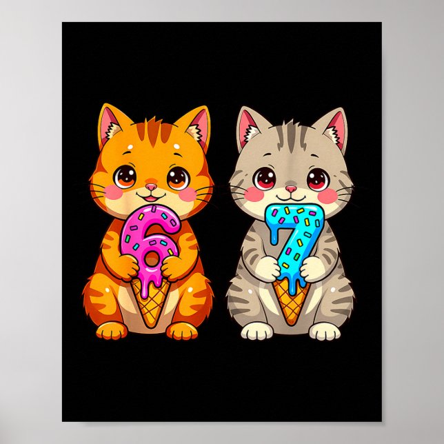 Poster Gatos Kawaii Fofos Neko 67 Meme Engraçado Drip Sei (Frente)