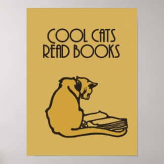 Poster Gatos legal leem livros estilo retrô
