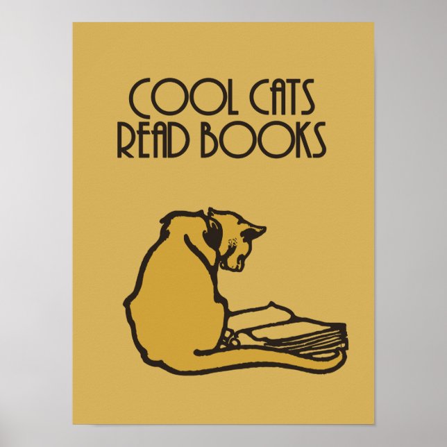 Poster Gatos legal leem livros estilo retrô (Frente)