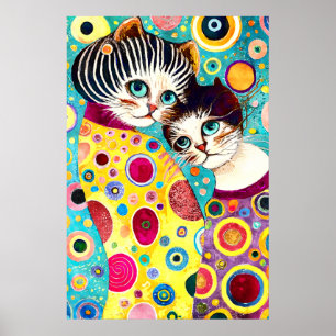 Poster Gatos Loucos Abstratos Legais