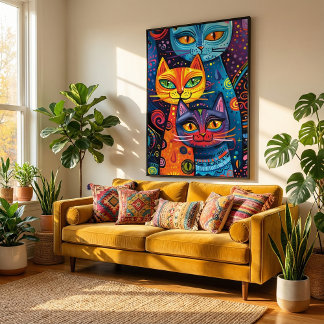 Poster Gatos Loucos: Banner de Cartoon de Portalha Negra