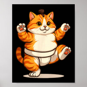 Poster Gatos Lutando Sumô Arte Marcial Lutador-Sumo