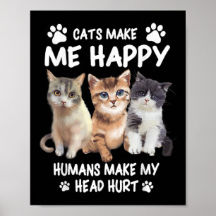 Poster Gatos Me Fazem Feliz Design de Proprietário de Gat