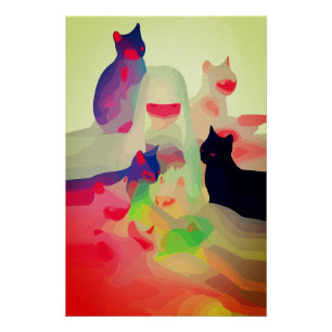 Póster Gatos Místicos & Espíritos – Arte Abstrato e Vibra