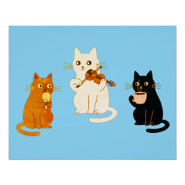 Póster Gatos Musicais 