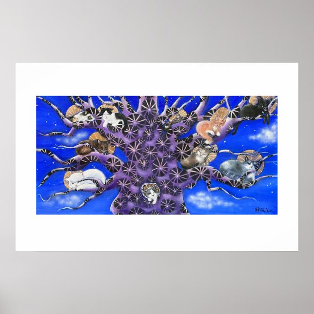 Poster Gatos na Árvore Arte Caprichosa (Frente)