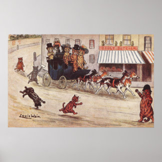 Poster Gatos na Corrida de Treinador em Alta Rua