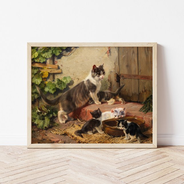 Poster Gatos na tigela de leite | Julius Adam, o Younger (Criador carregado)