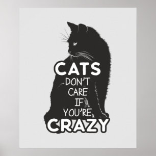 Poster Gatos não se importam se você é louco