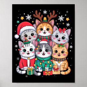 Poster Gatos Natal Homens Mulheres Crianças Papai Noel Re